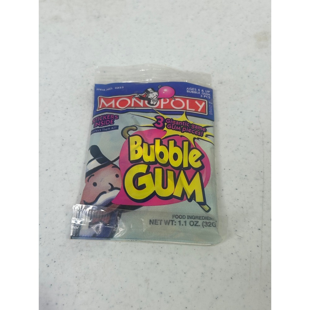 Vintage 1997 Monopoly Bubble Gum Sealed‎ Pack with Stickers Oddzon Cap Toys 4855